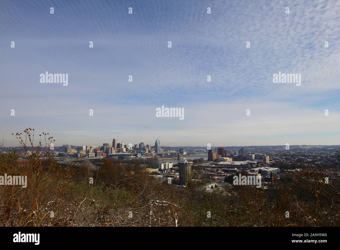 Cincinnati,Ohio Seen from Devou Park, Kentucky Stock Photo