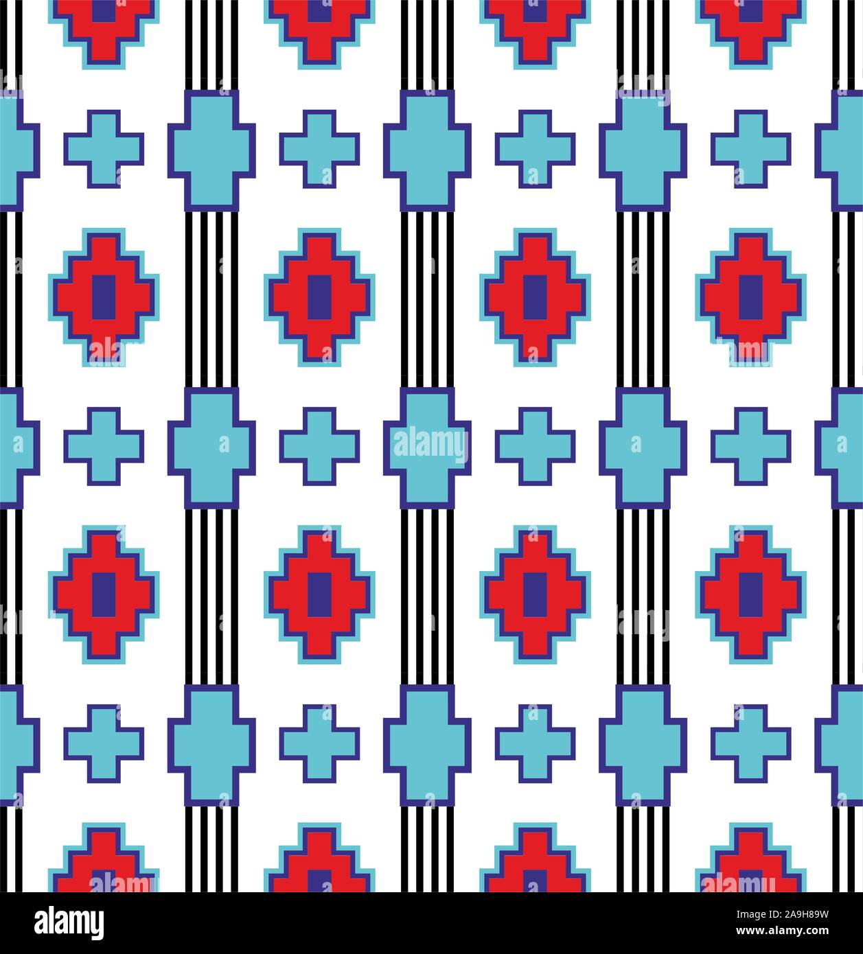 Seamless ceramic tiles vector pattern,ethnic illustration, Traditional, folk background. Stock Vector
