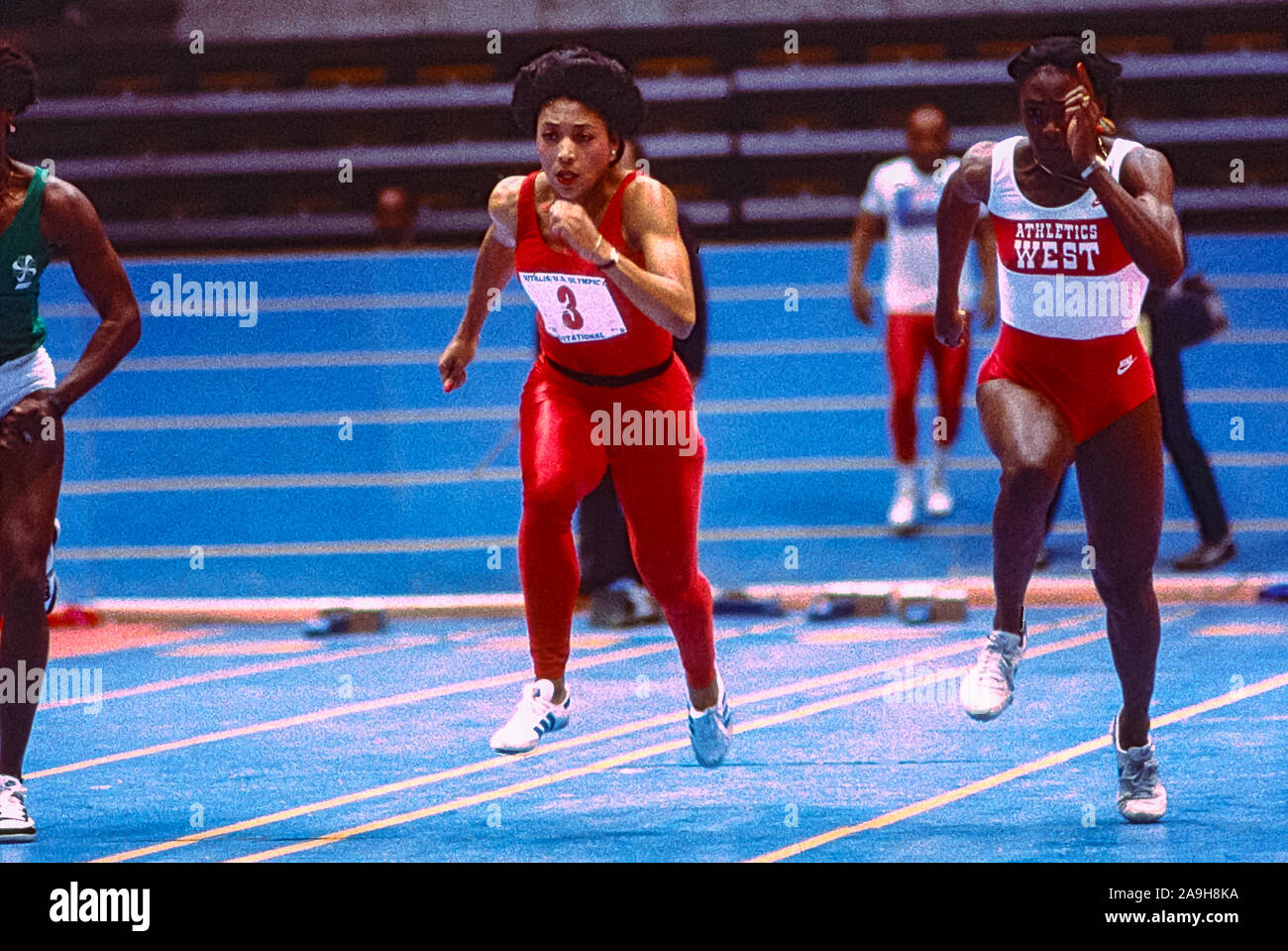 Florence Griffith Joyner competing at the 1985 Olympic Invitational Indoor Stock Photo Alamy