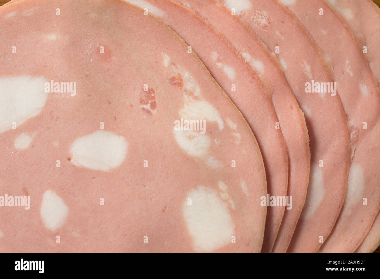 Organic Sliced Mortadella Bologna Meat Ready to Eat Stock Photo Alamy