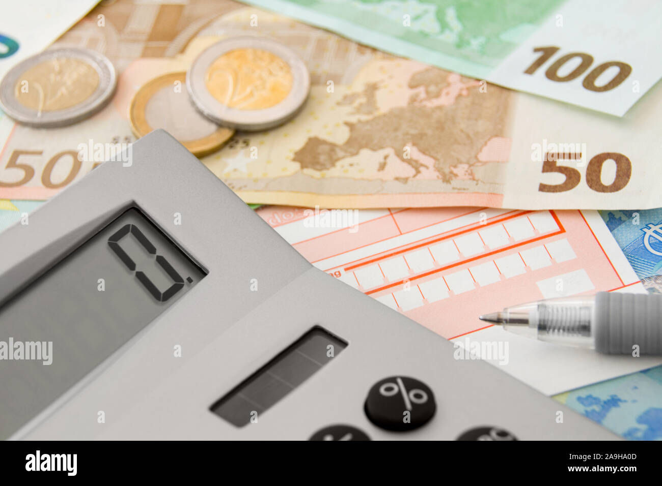 Calculator and Euro Stock Photo Alamy