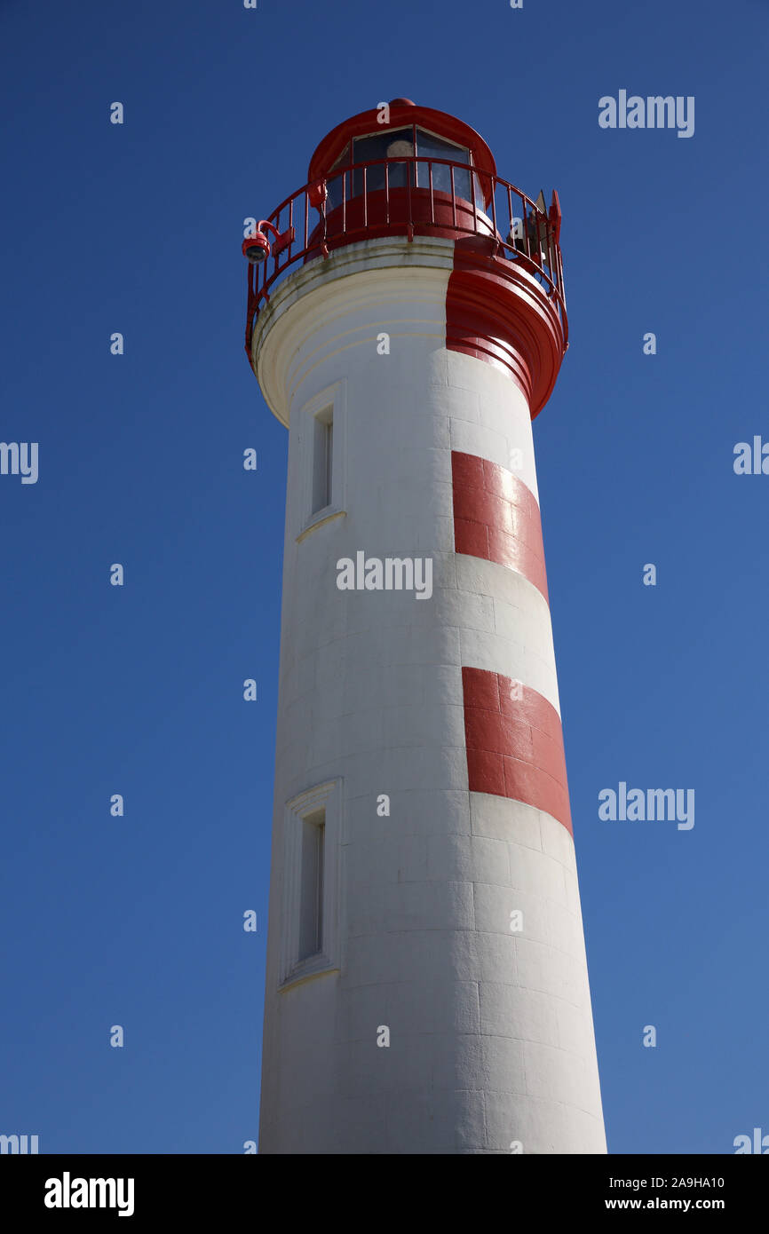 Red and White Lighthouse, La Rochelle, France Stock Photo