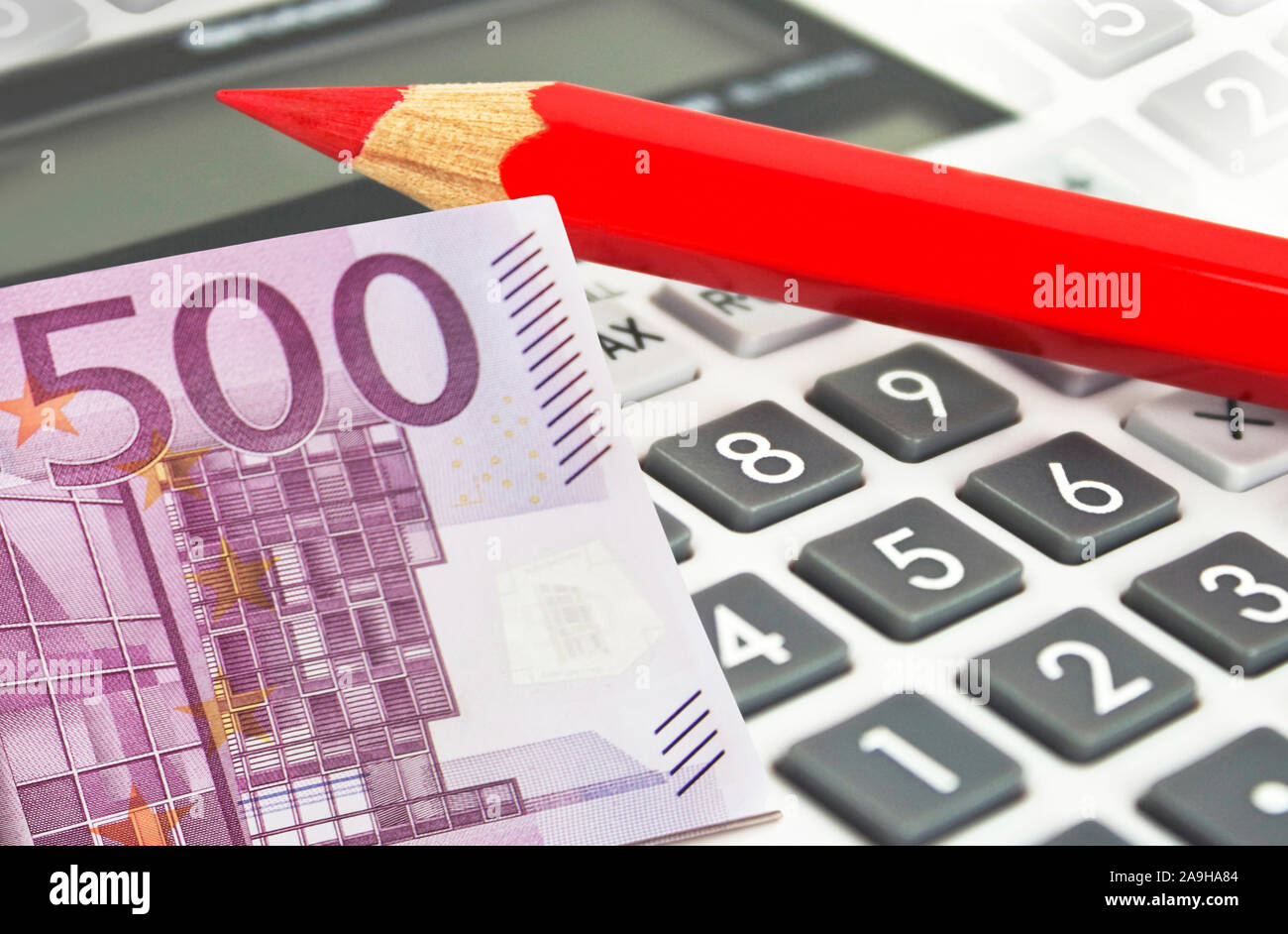 Euro and red pen Stock Photo