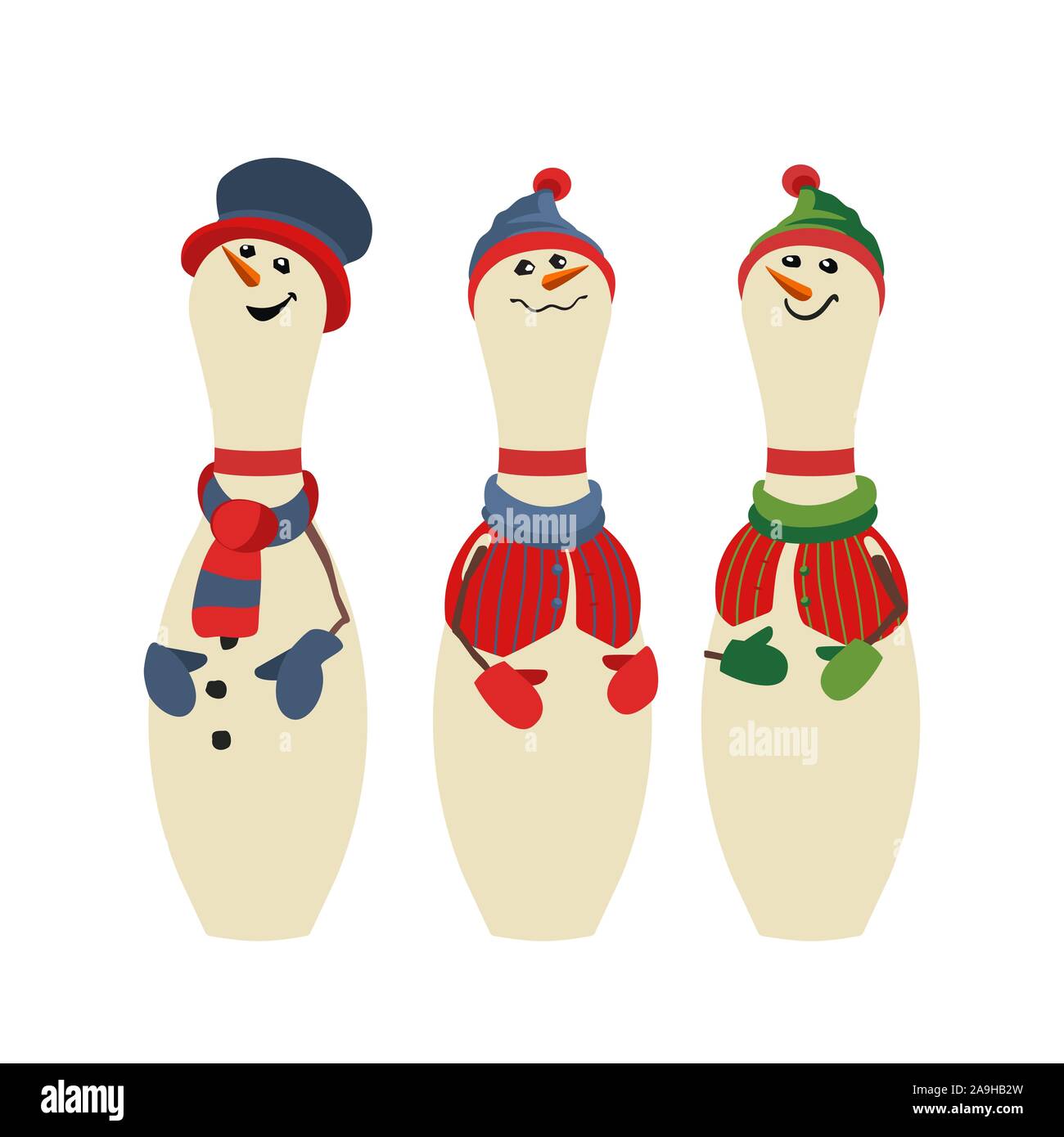 Cute bowling pins flat color vector icon set Stock Vector Image & Art -  Alamy