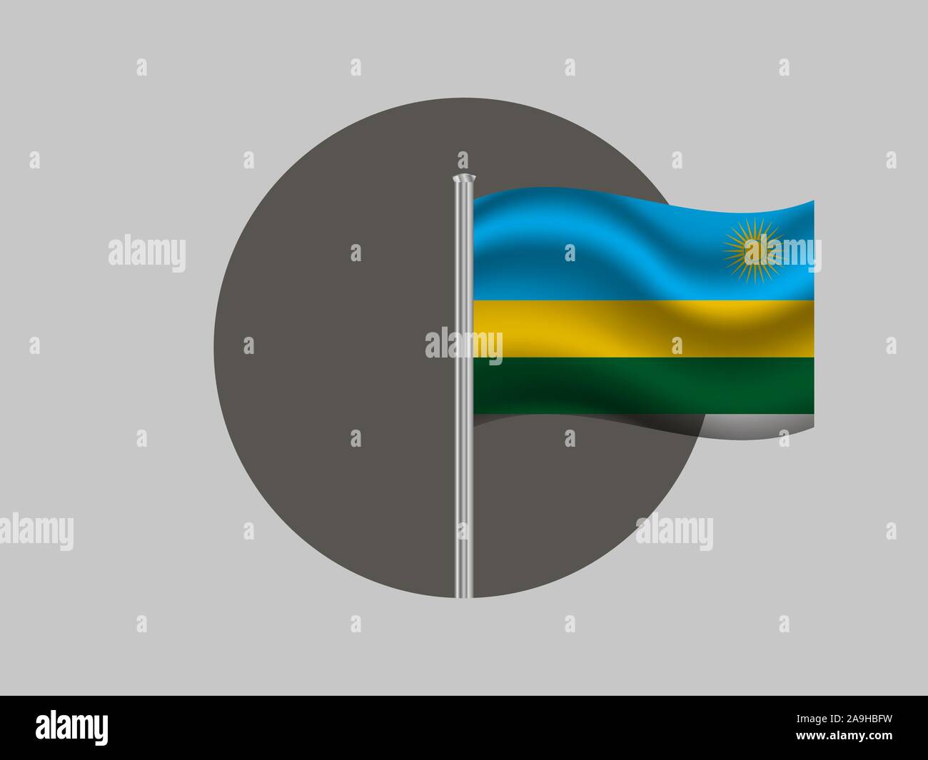 Beautiful national flag of Republic of Rwanda . original colors and proportion. Simply vector illustration eps10, from countries flag set. Stock Vector