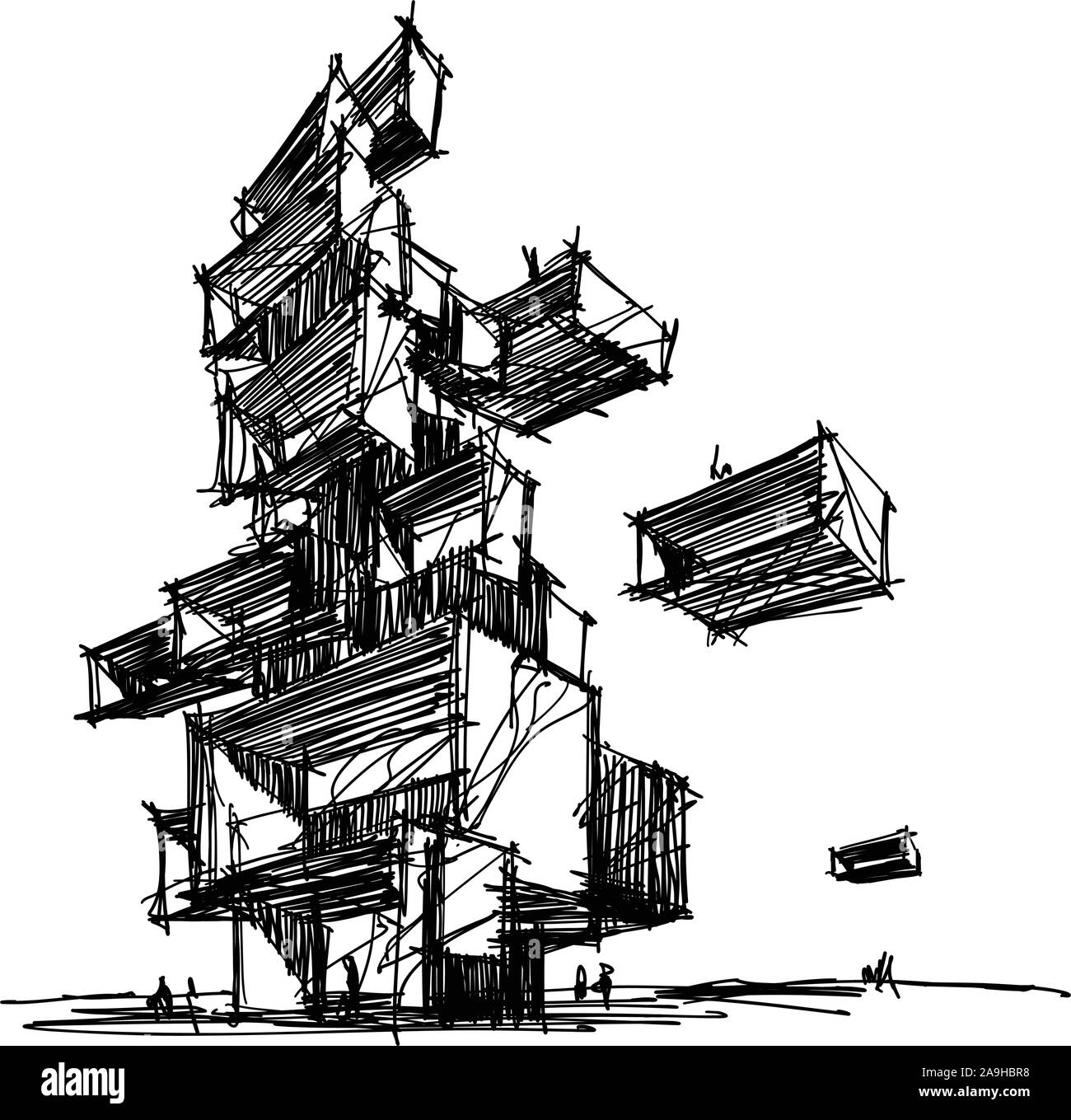 Ghislain LEFORT - Sketch of a futuristic city