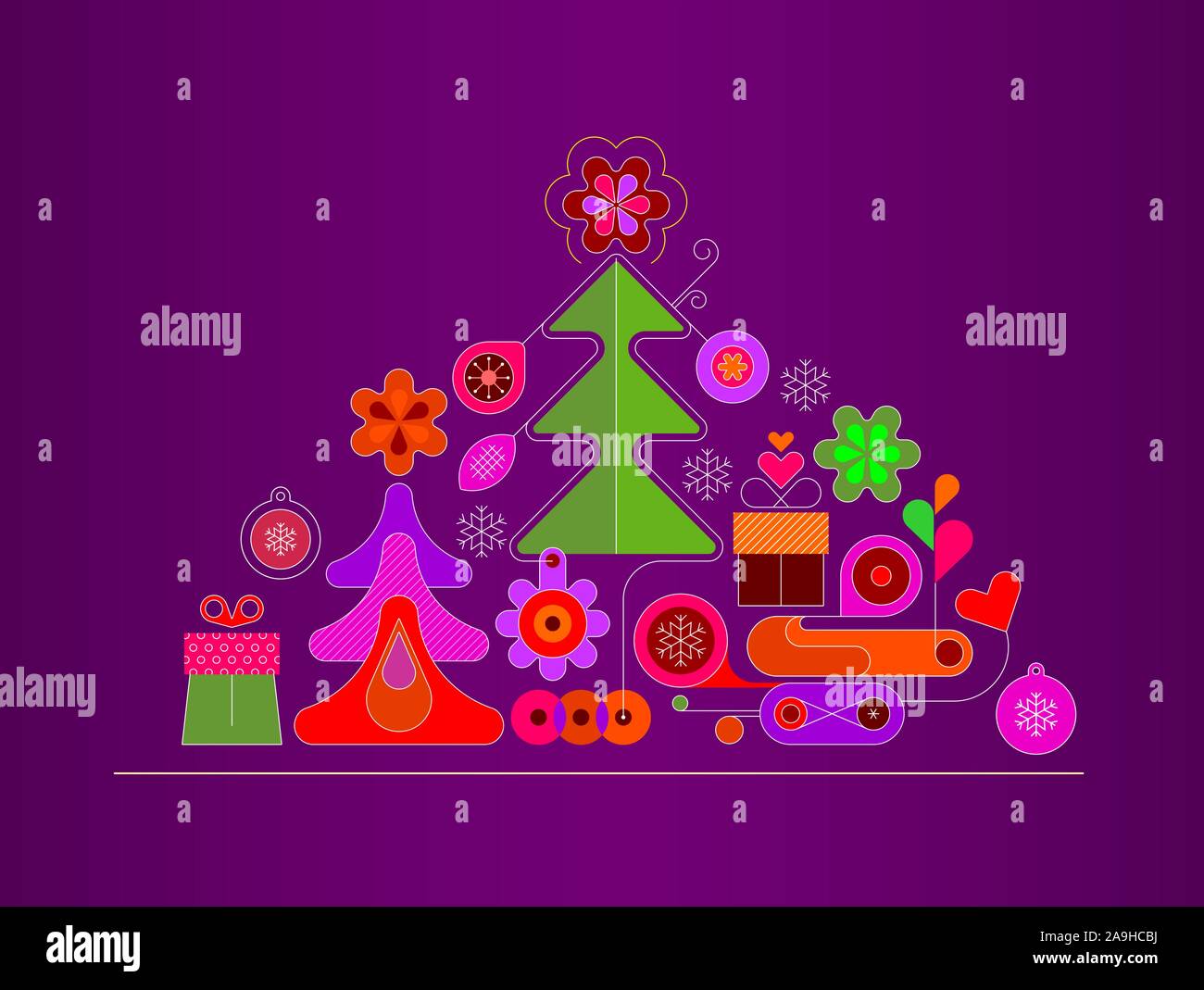 Merry Christmas And New Year Vector Illustration Design With Christmas Tree Christmas 