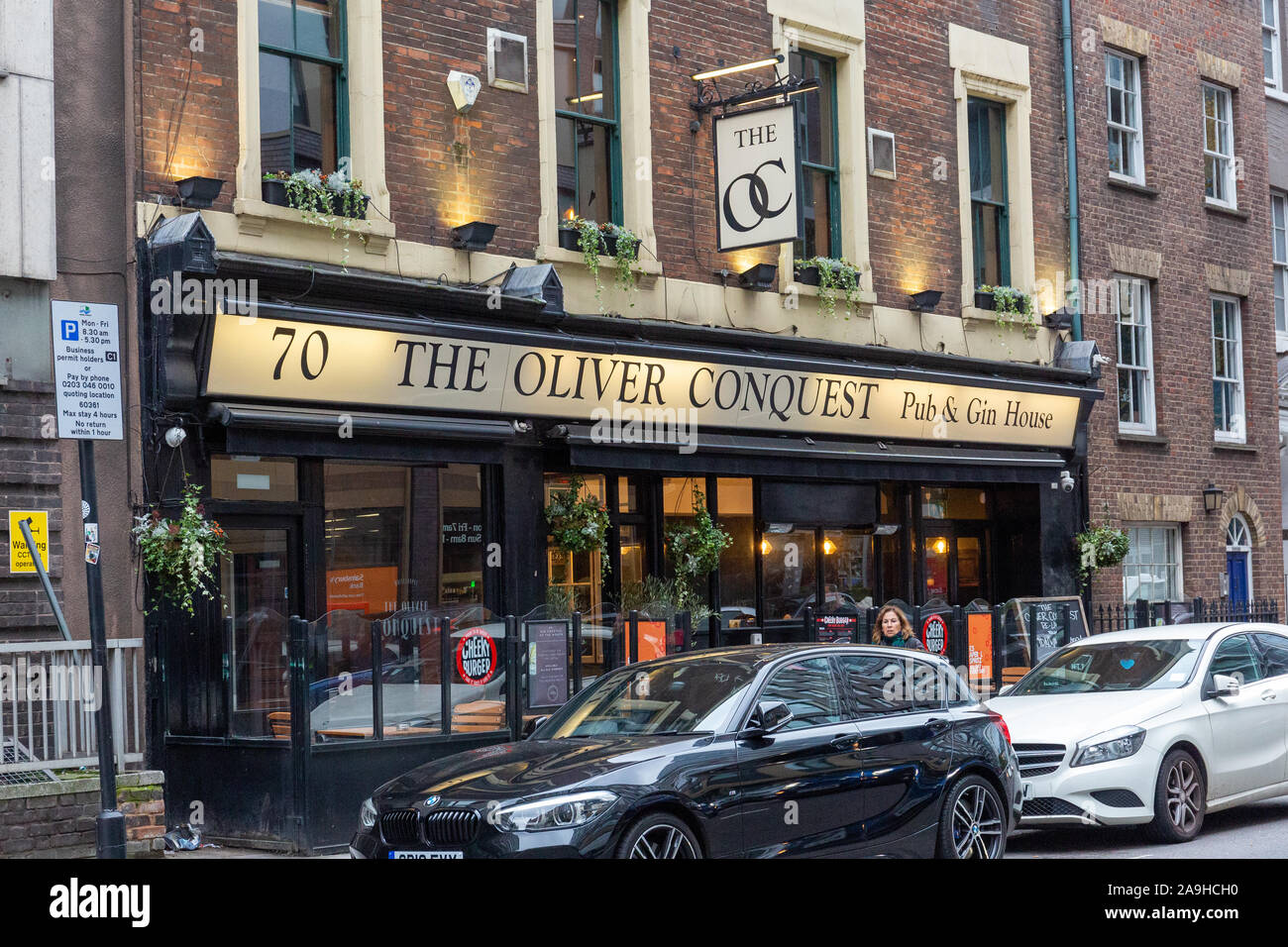 The Oliver Conquest, Pub and Gin house, Lehman Street, London Stock Photo