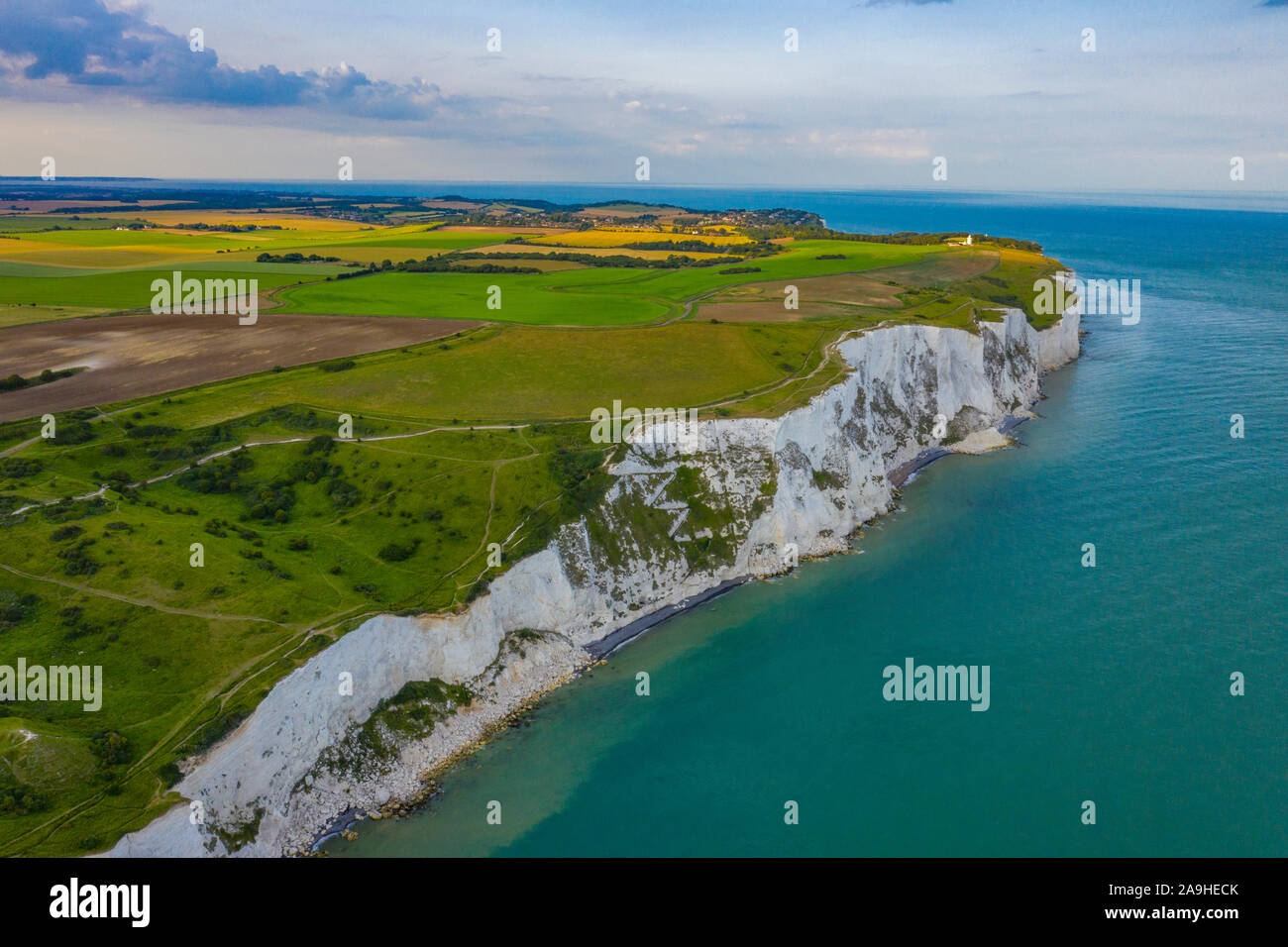 White Cliffs of Dover, English Channel, England, United KIgdom ,Great Britain, National Trust lands near Dover, Stock Photo