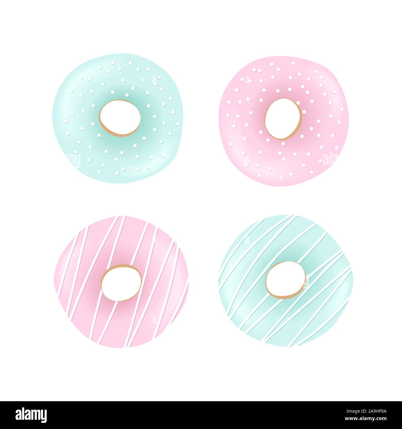 Sweet Donuts set with blue and rose icing and sprinkles Stock Vector ...