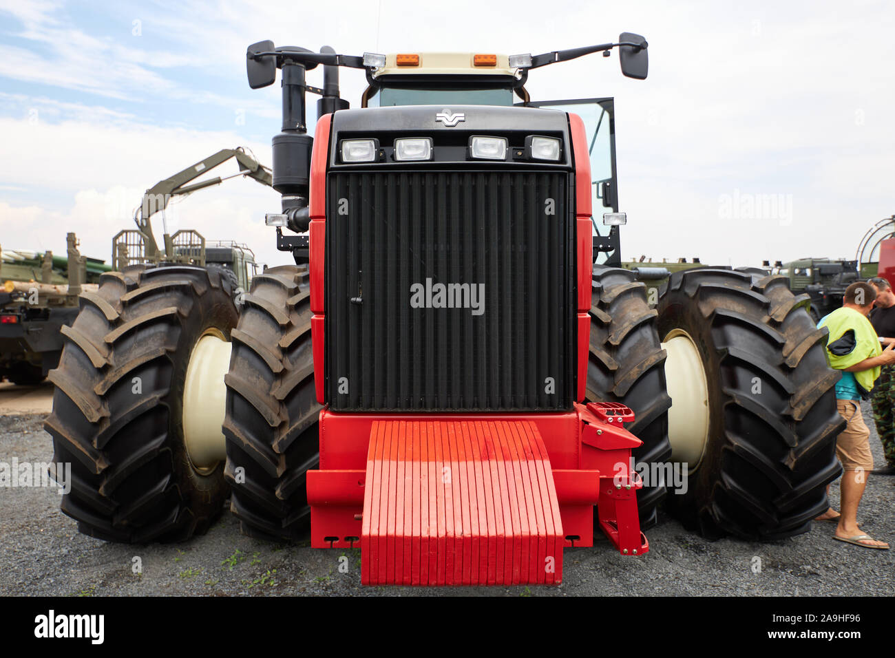 Sambek, Rostov Region, Russia, June 28, 2019: Front view of the modern economic Rostselmash RSM-2375 tractor with power 380 hp Stock Photo
