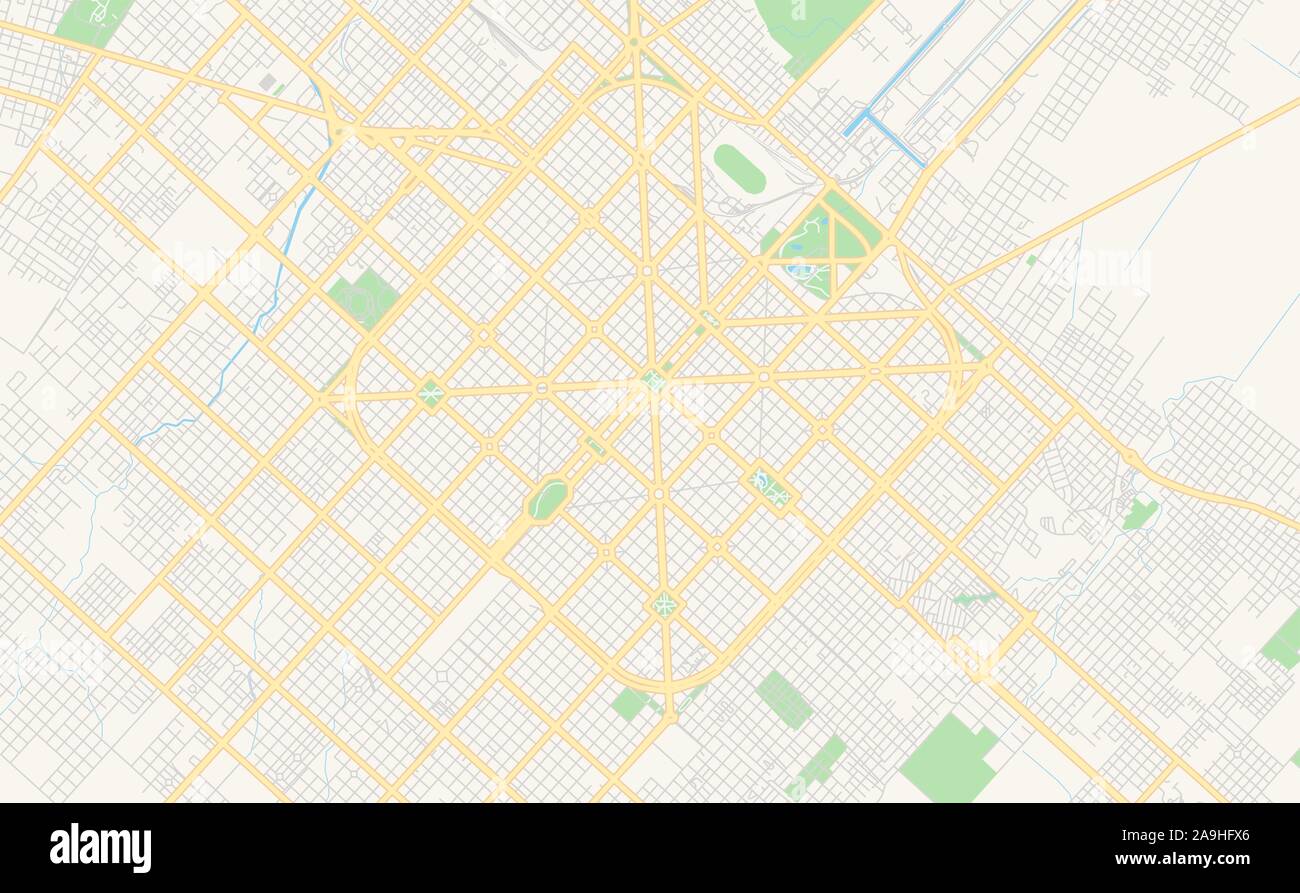 Printable street map of La Plata, Argentina. Map template for business
