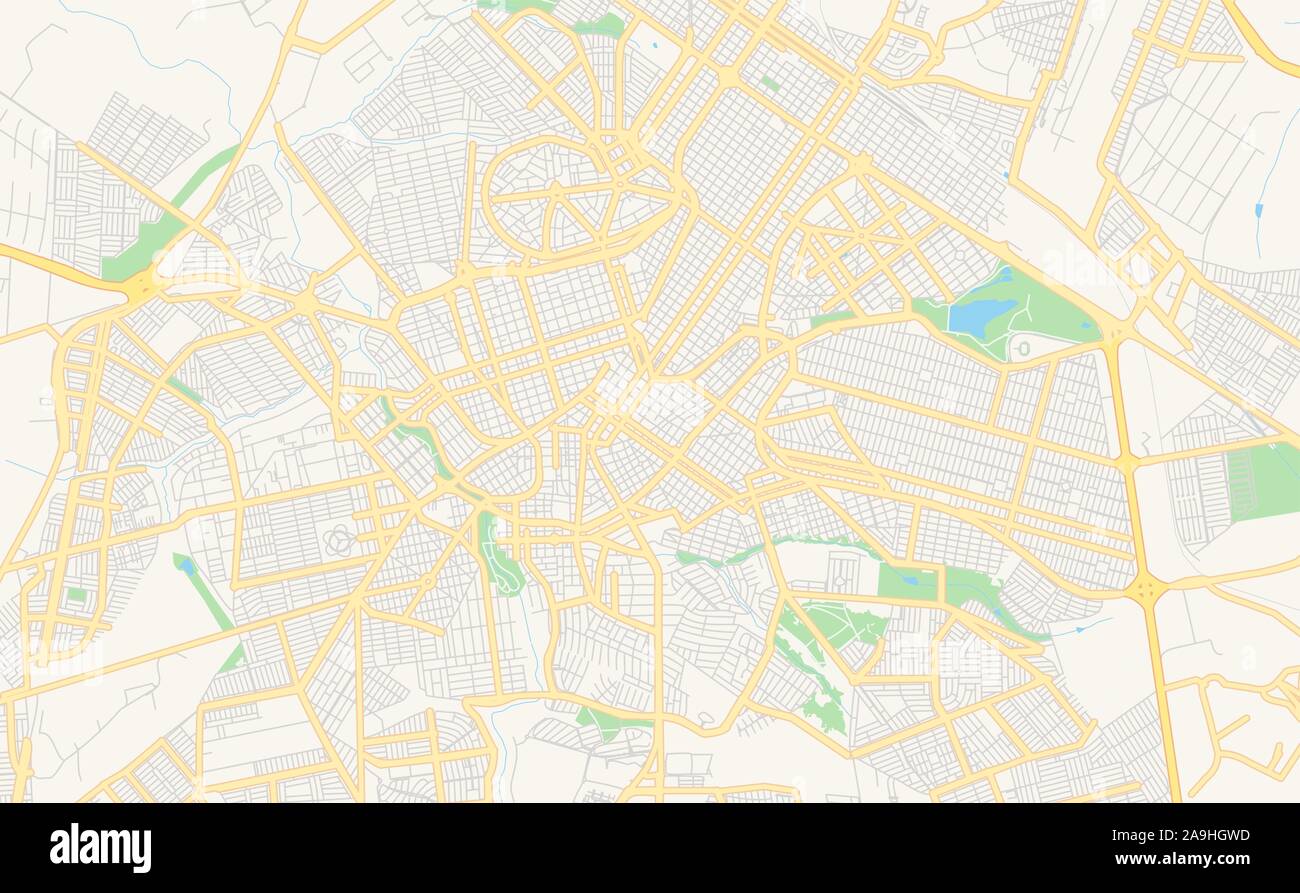 Printable street map of Uberlandia, Brazil. Map template for business ...