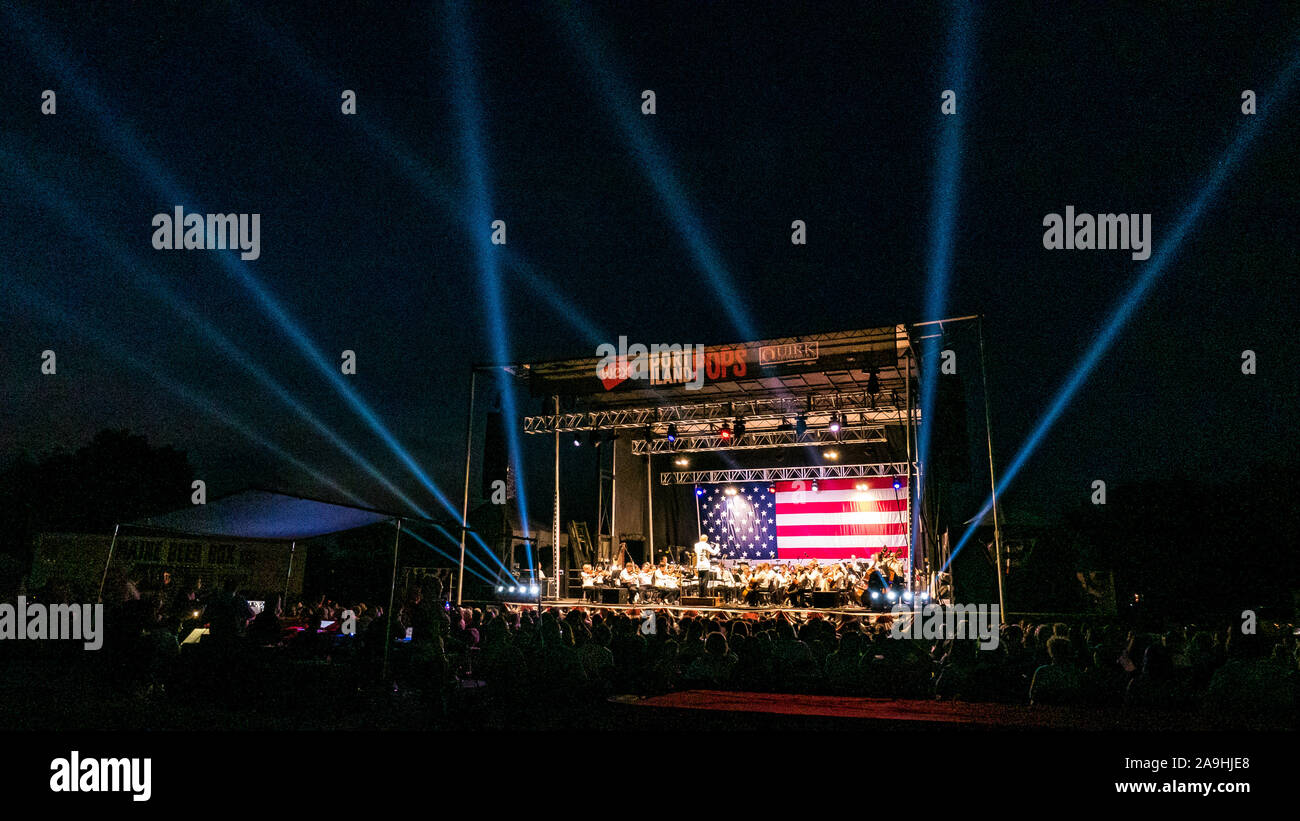 Portland (Maine) Pops Symphony on stage performing during July 4th