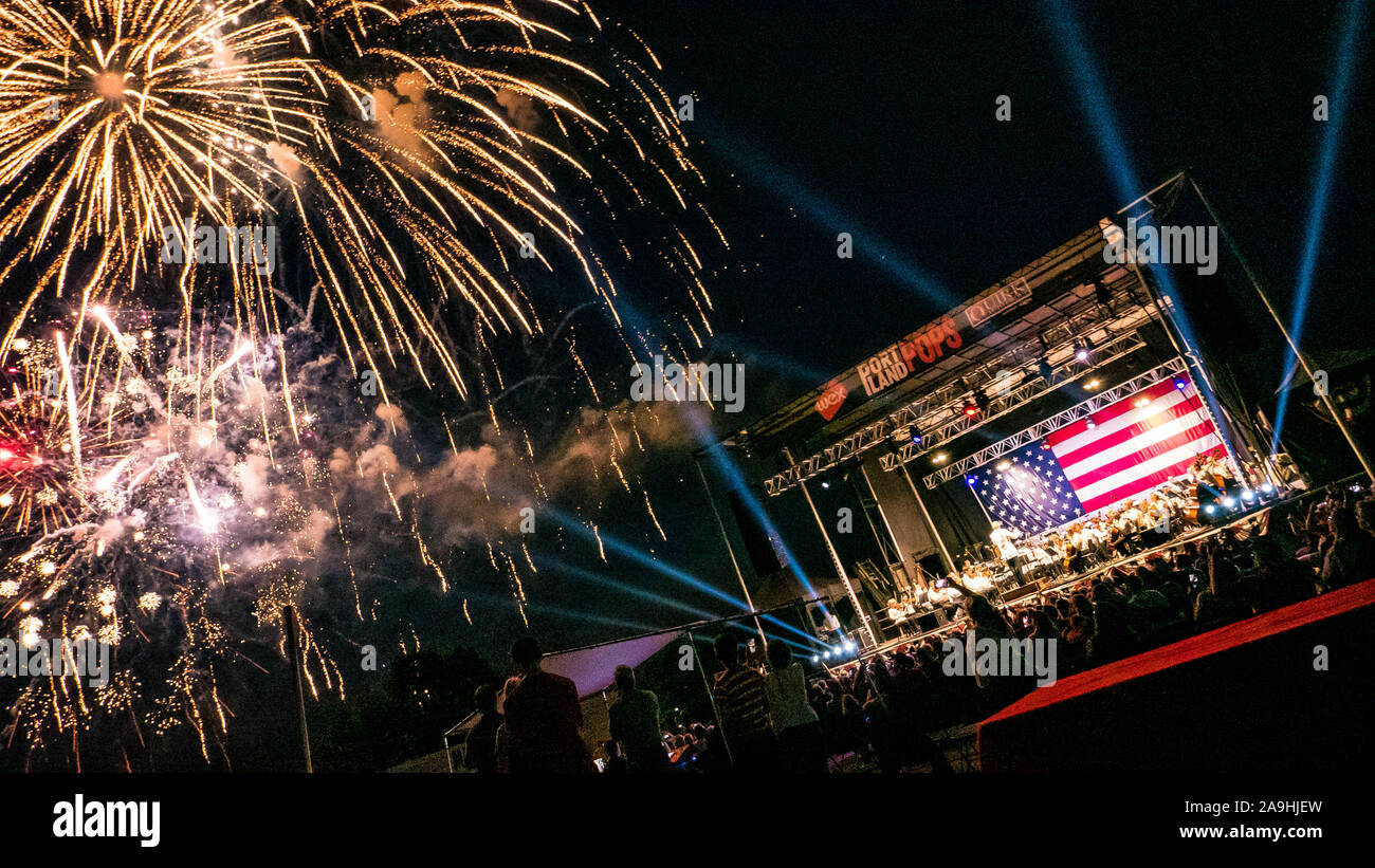 Portland (Maine) Pops Symphony on stage performing during July 4th
