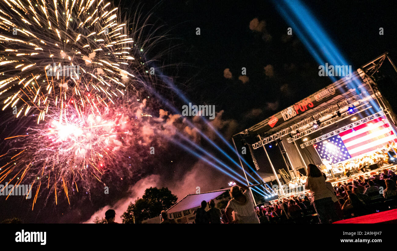 Portland (Maine) Pops Symphony on stage performing during July 4th