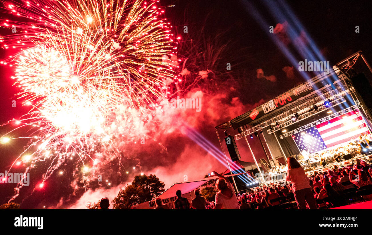 Portland (Maine) Pops Symphony on stage performing during July 4th