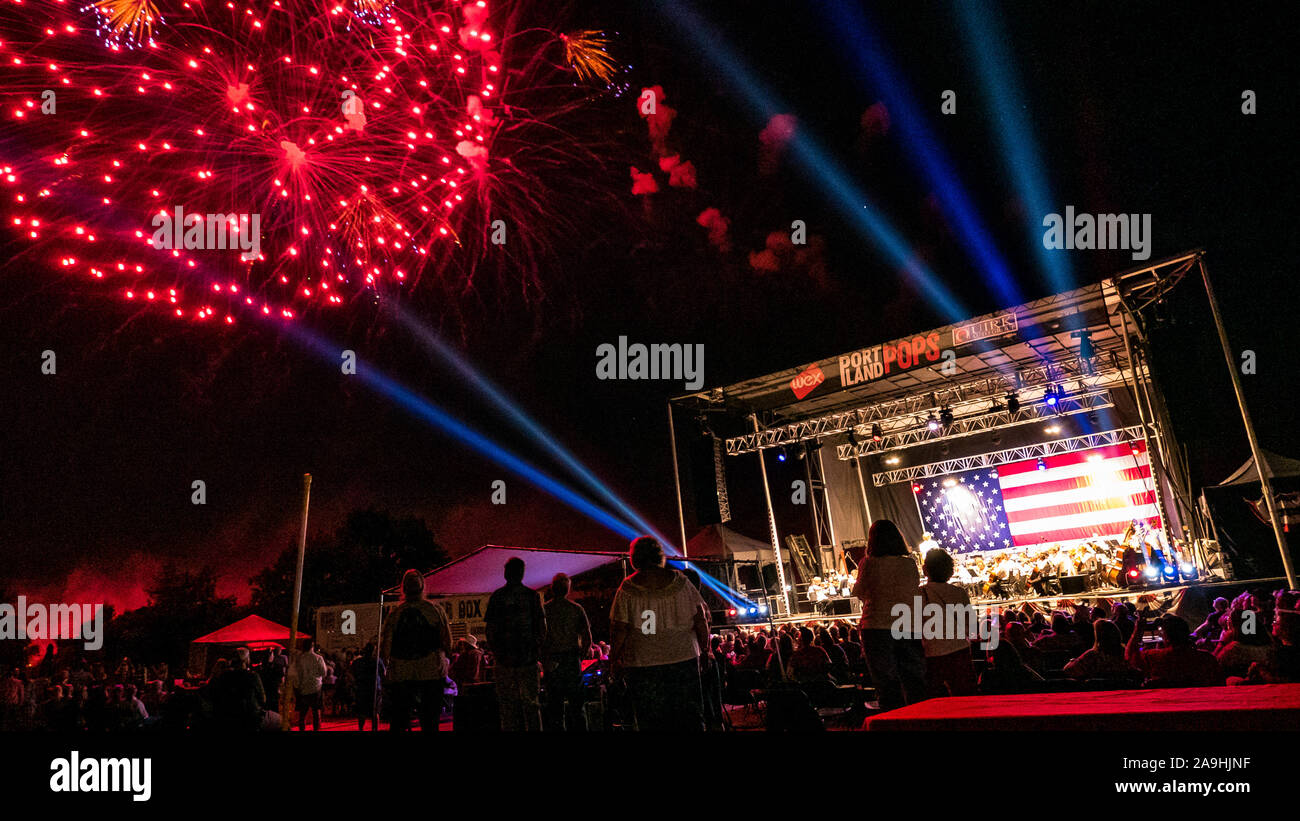 Portland (Maine) Pops Symphony on stage performing during July 4th