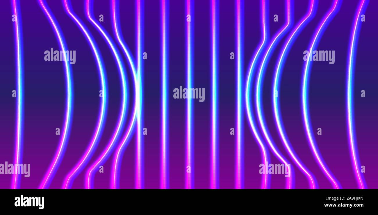 Neon lines background with glowing 80s new retro vaporwave or synthwave ...
