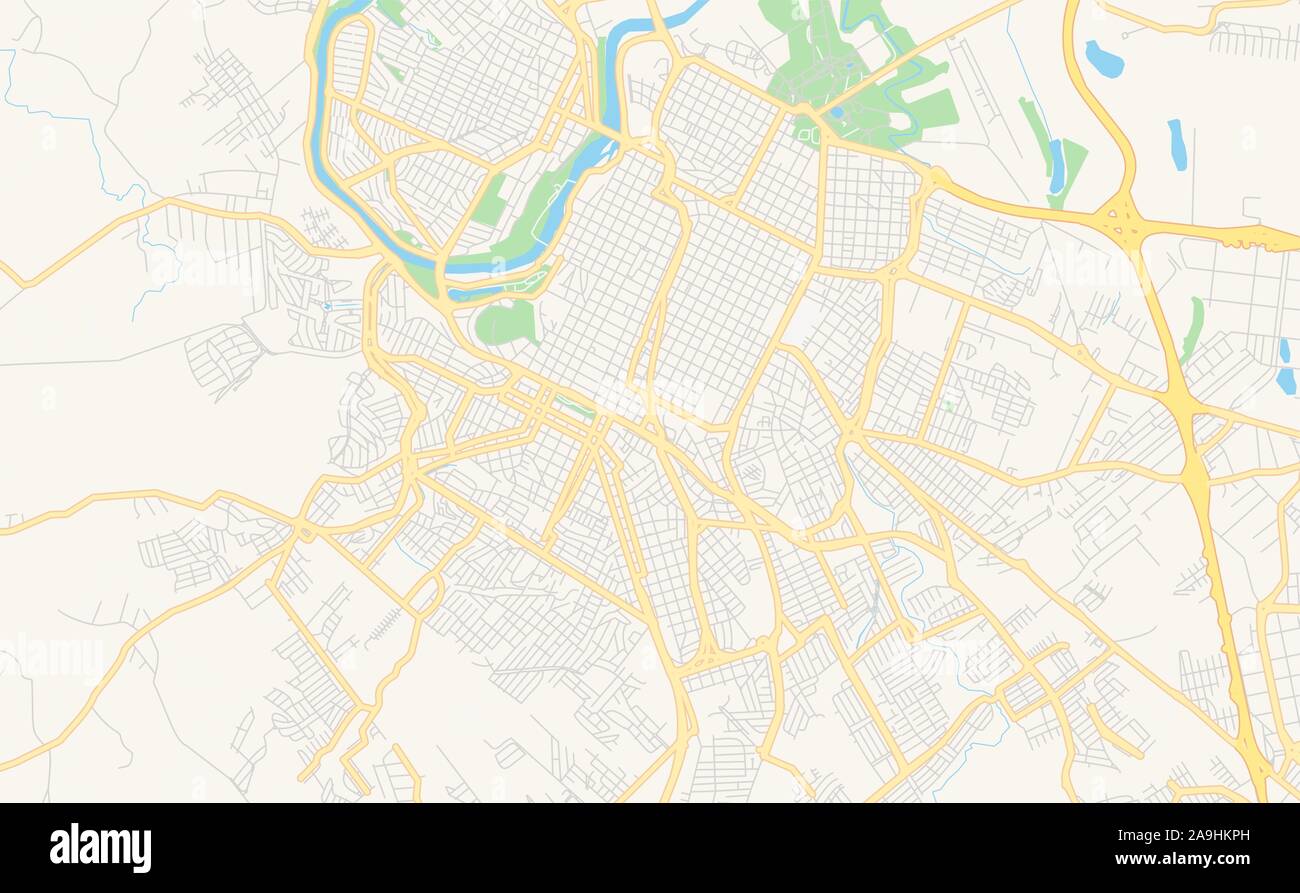 Printable street map of Piracicaba, Brazil. Map template for business
