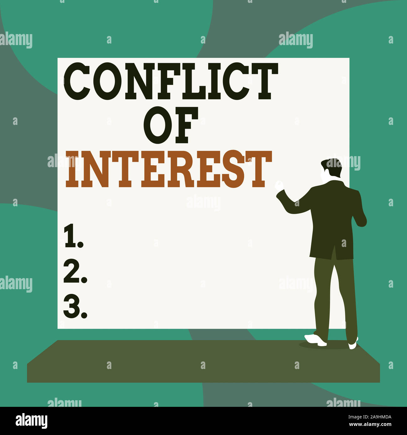 Conceptual Hand Writing Showing Conflict Of Interest Concept Meaning Disagreeing With Someone About Goals Or Targets Back View Man Dressed Standing P Stock Photo Alamy