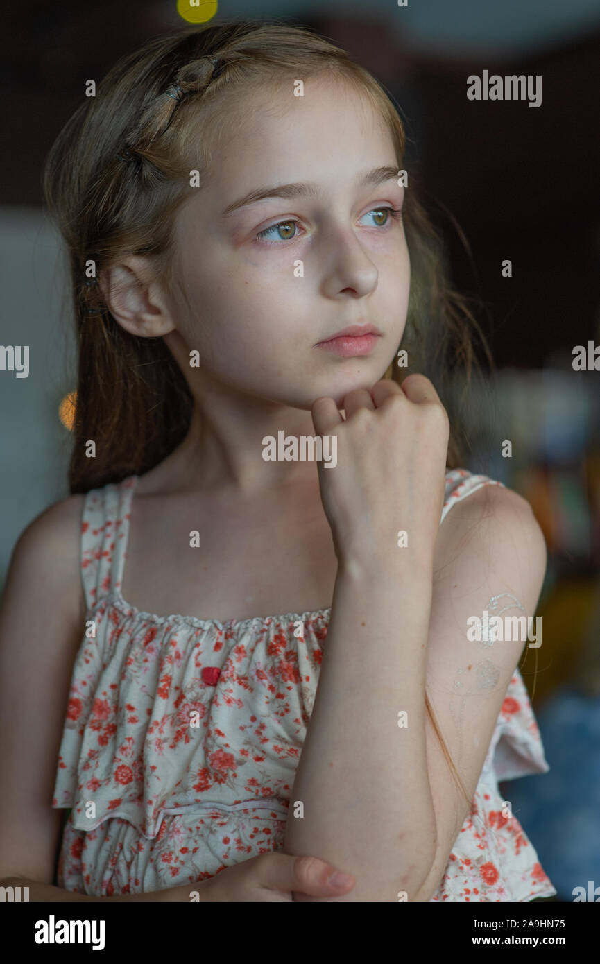 Portrait of a 9 years old female child, portrait concept of a child