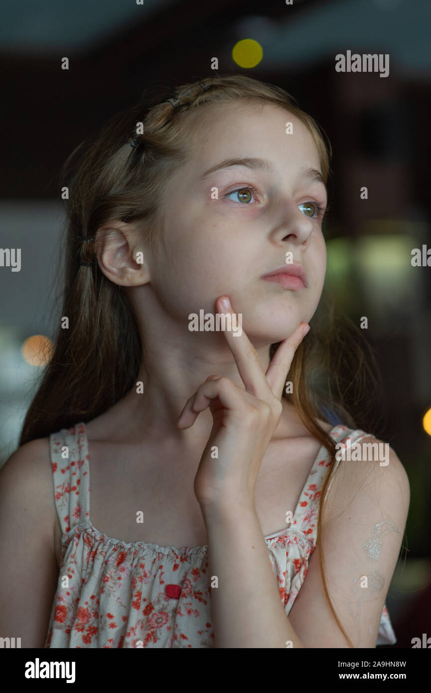 Portrait of a 9 years old female child, portrait concept of a child