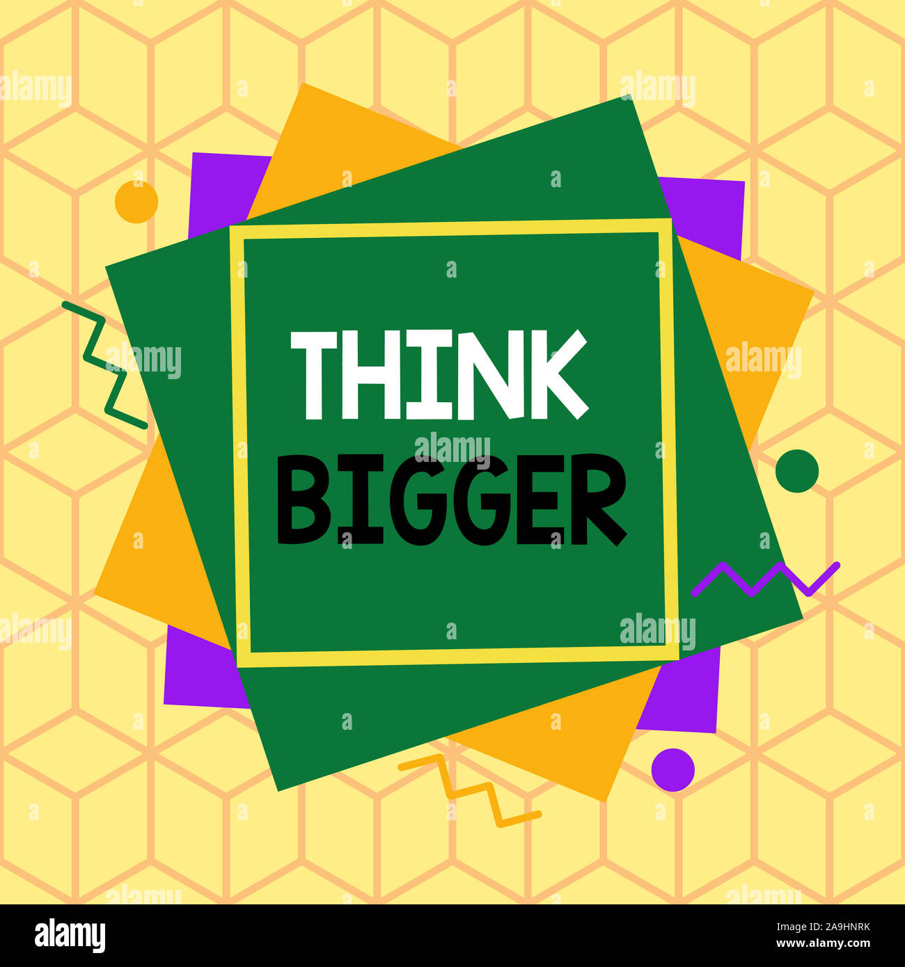Text sign showing Think Bigger. Business photo showcasing being able to ...