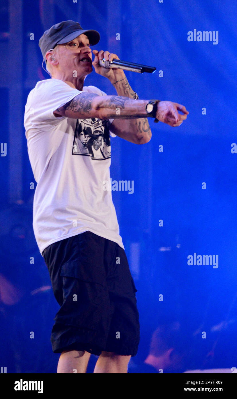 AUSTIN, TX – OCTOBER 11: Eminem performs in concert during the Austin City Limits Music Festival at Zilker Park on October 11, 2014 in Austin, Texas. Photo: imageSPACE/MediaPunch Stock Photo