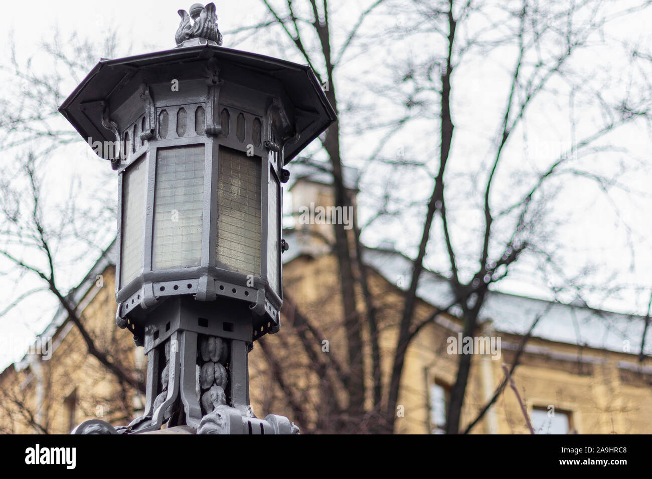 vintage antique street lamp. historic lampposts architecture Stock