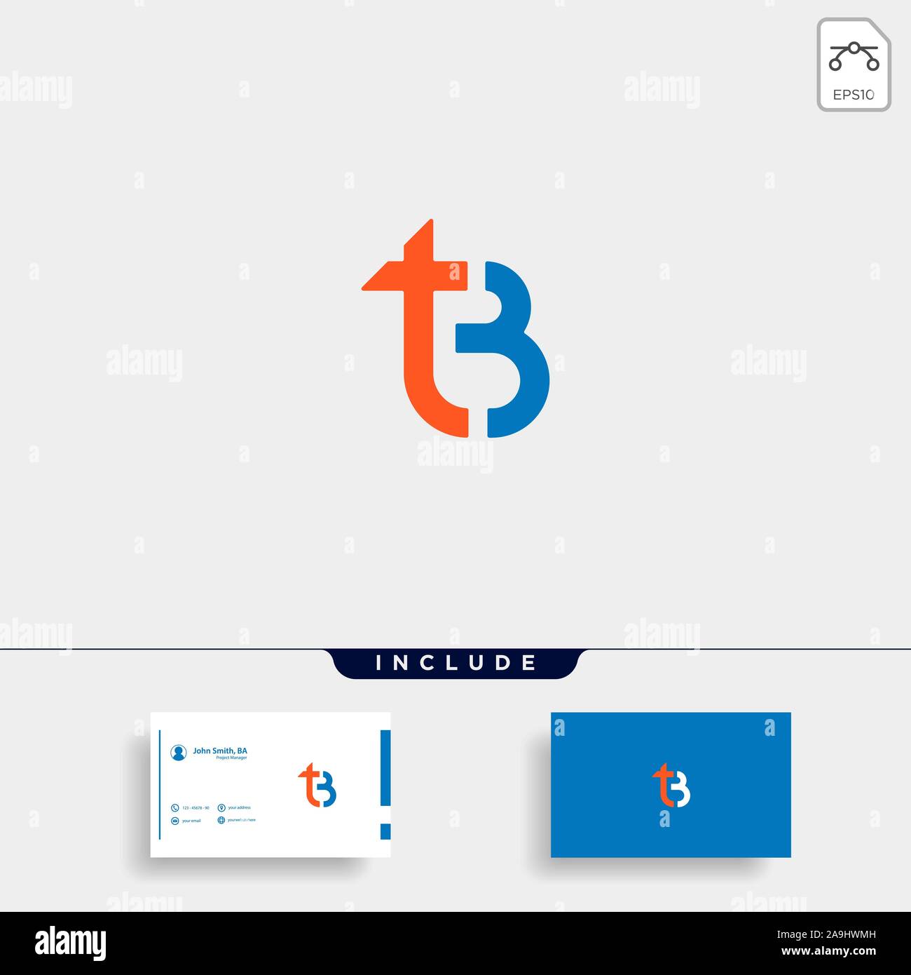 Letter TB BT T B Logo Design Simple Vector Stock Vector
