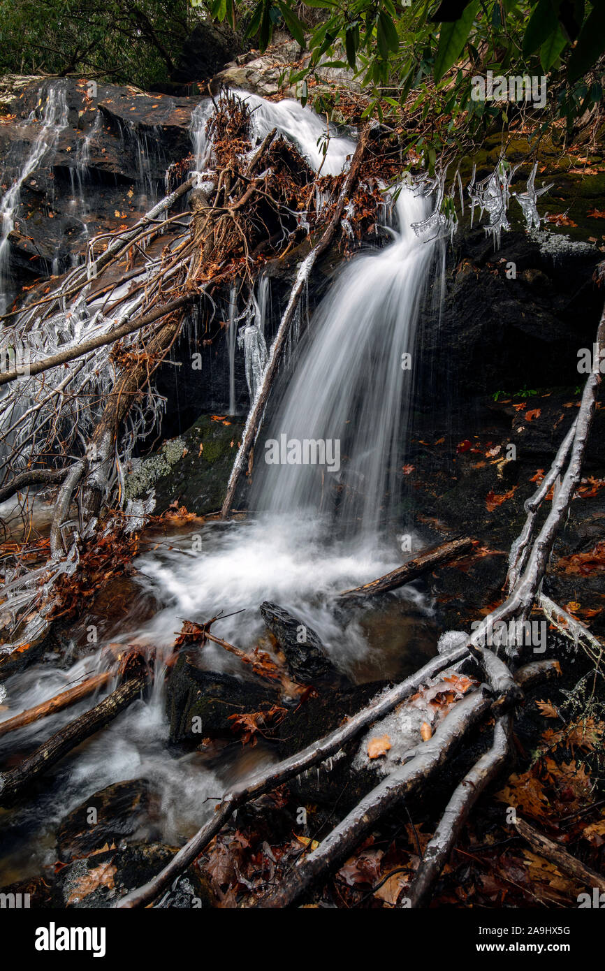 Upper Dill Falls on Tanasee Creek - Nantahala National Forest, Canada, North Carolina, USA Stock Photo