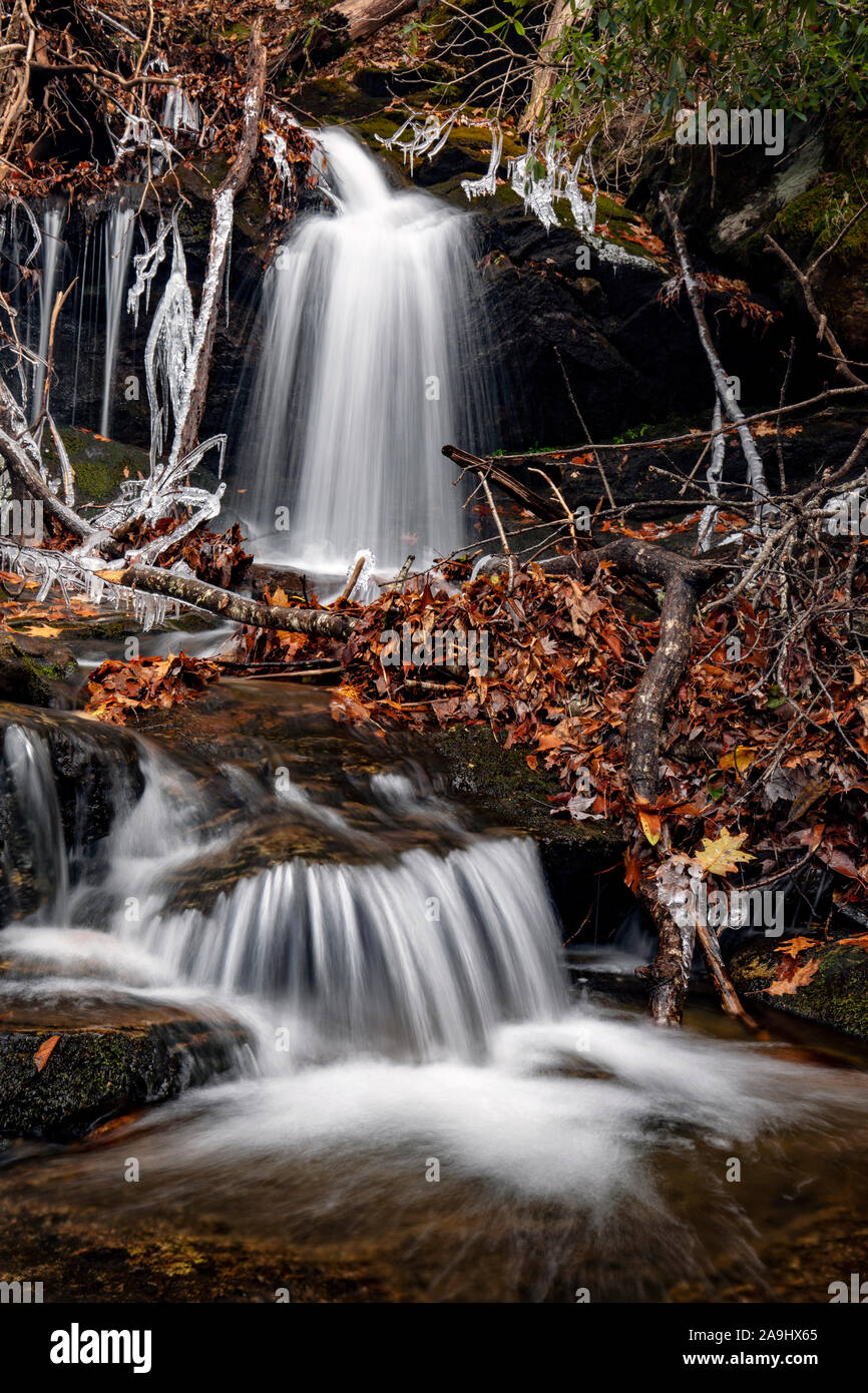 Upper Dill Falls on Tanasee Creek - Nantahala National Forest, Canada, North Carolina, USA Stock Photo