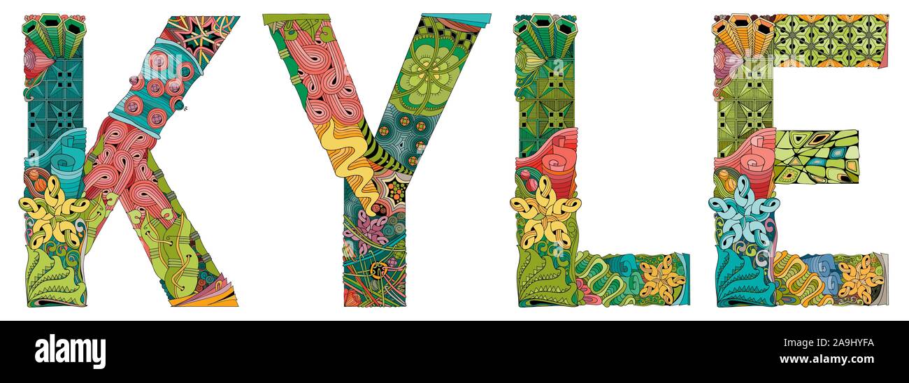 Male name Kyle. Vector decorative zentangle object Stock Vector Image