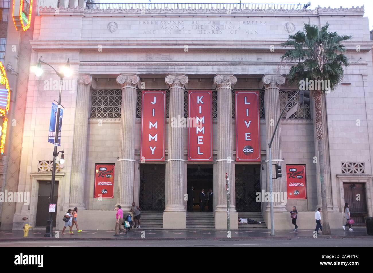 The Hollywood Masonic Temple now home of Jimmy Kimmel Live! in Los Angeles, USA. Stock Photo