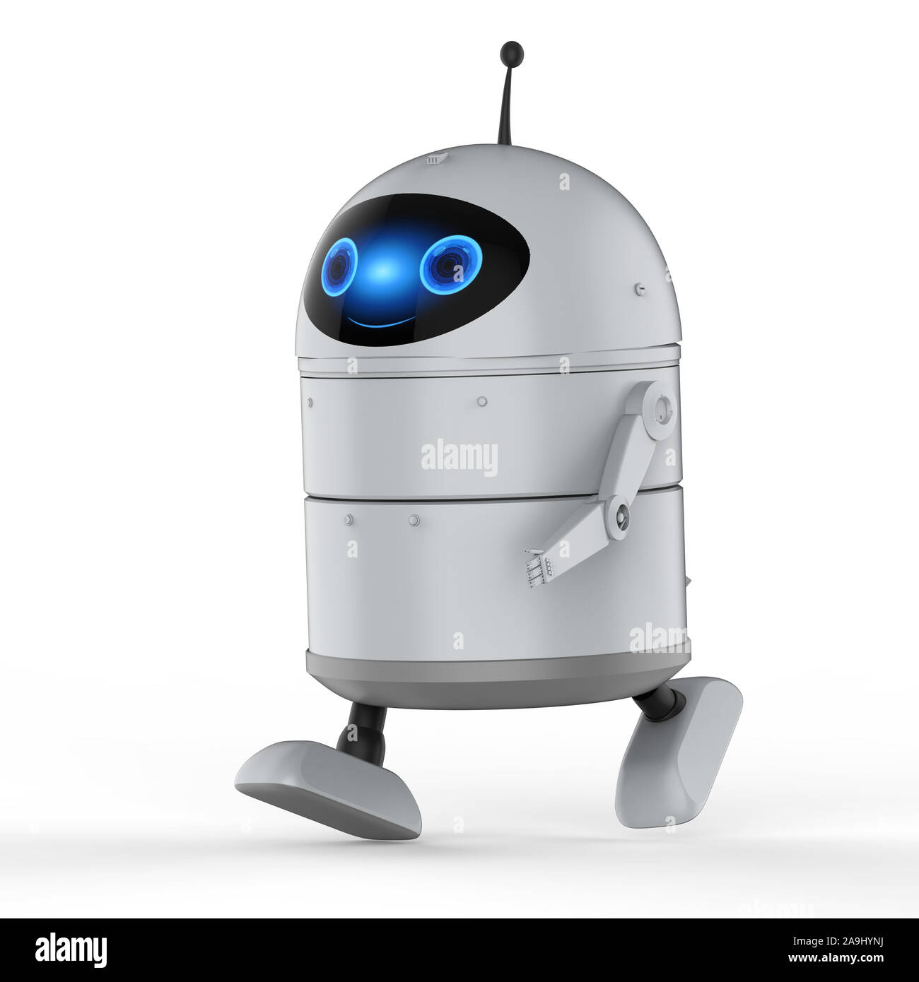 3d rendering android robot or artificial intelligence robot with cartoon character walk or move Stock Photo