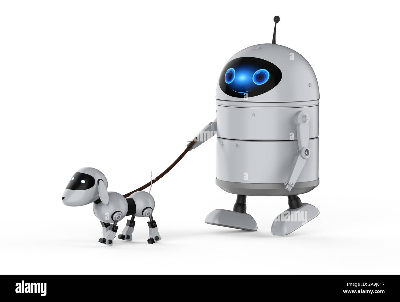 3d rendering android robot or artificial intelligence robot with dog robot Stock Photo