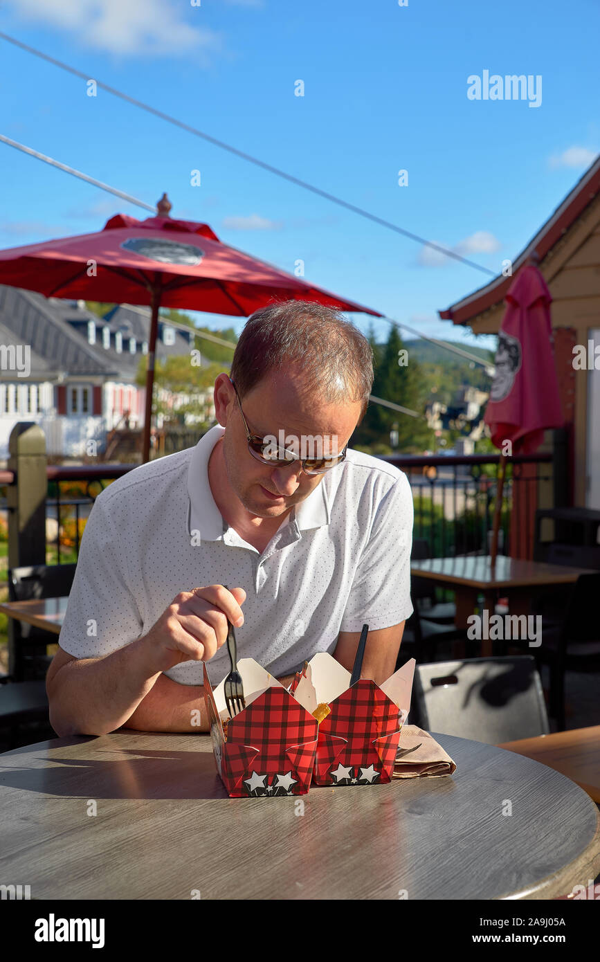 MONTTREMBLANT, QUEBEC, CANADA, SEPTEMBER 13, 2018 Poutine with