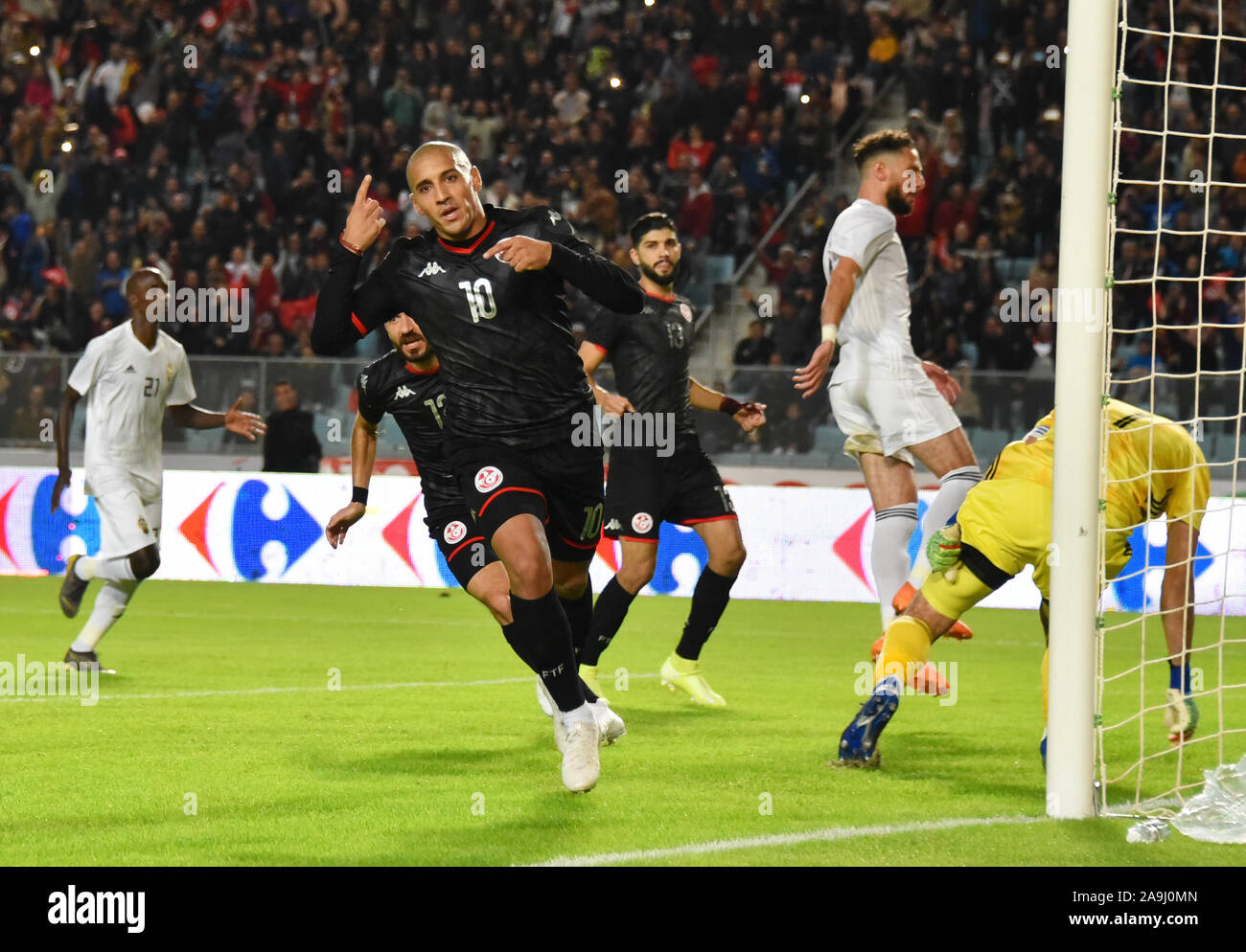 Tunis, Tunisia. 15th Nov, 2019. Tunisia's Wahbi Khazri celebrates after scoring a goal during the 2021 Africa Cup of Nations group J qualifying football match between Tunisia and Libya at the Stade Olympique de Rades.(Final score; Tunisia 4:1 Libya) Credit: SOPA Images Limited/Alamy Live News Stock Photo