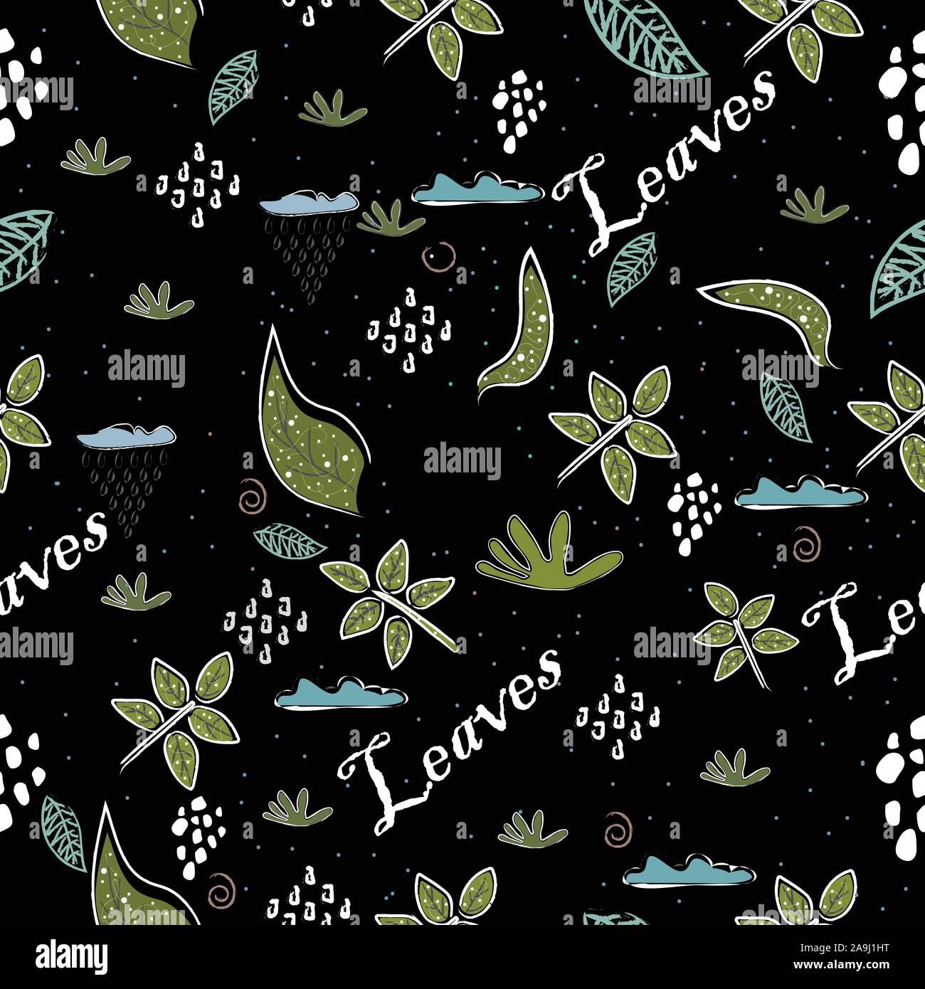 Cute Icon with Leaves. Collection of Leaves. Hand Drawn Scandinavian ...
