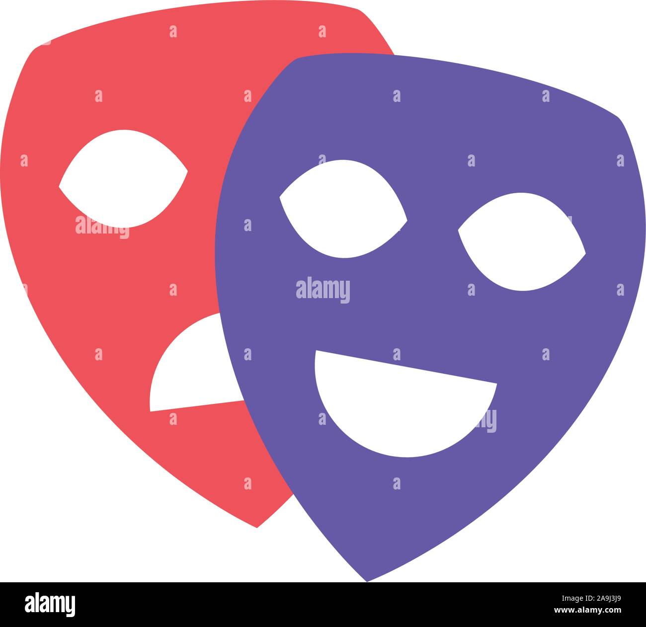 theater masks, drama and comedy on white background vector illustration design Stock Vector