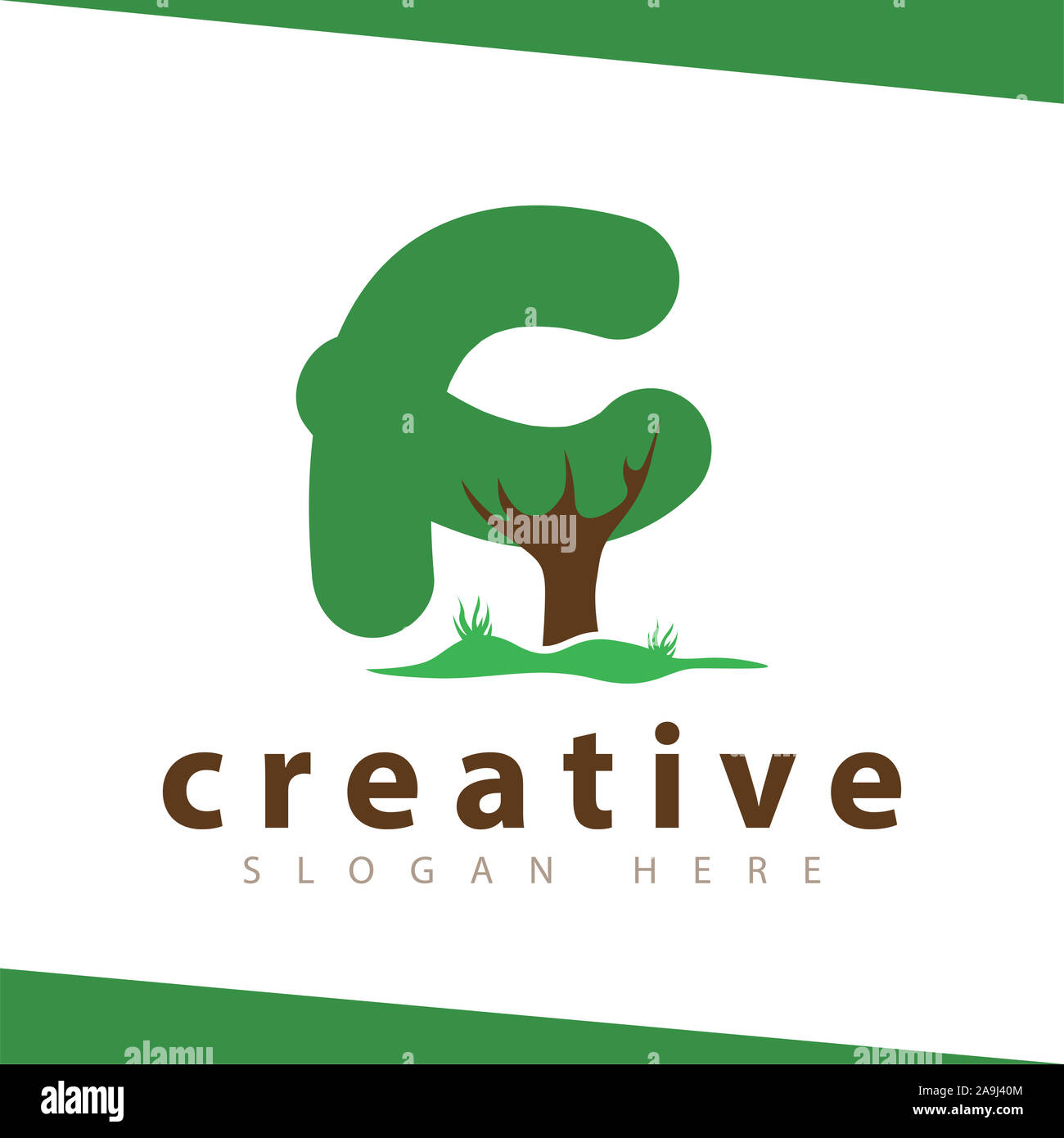 f Letter tree green logo vector template Stock Photo - Alamy