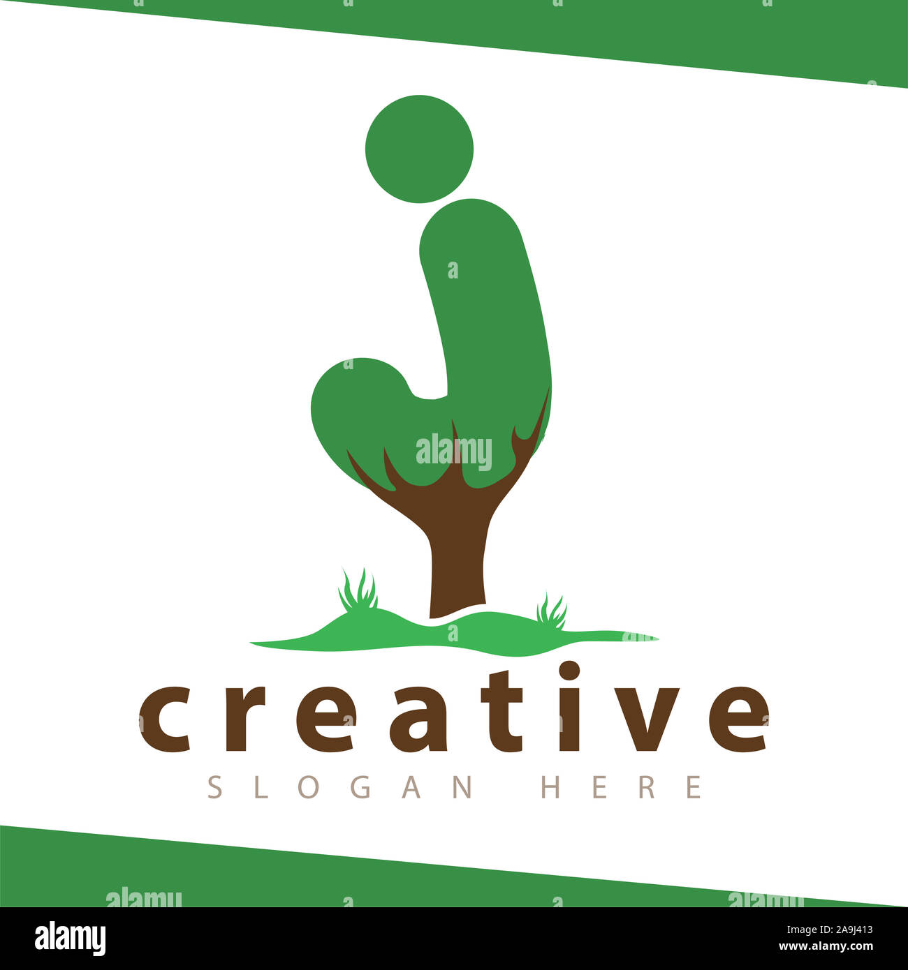 j Letter tree green logo vector template Stock Photo - Alamy