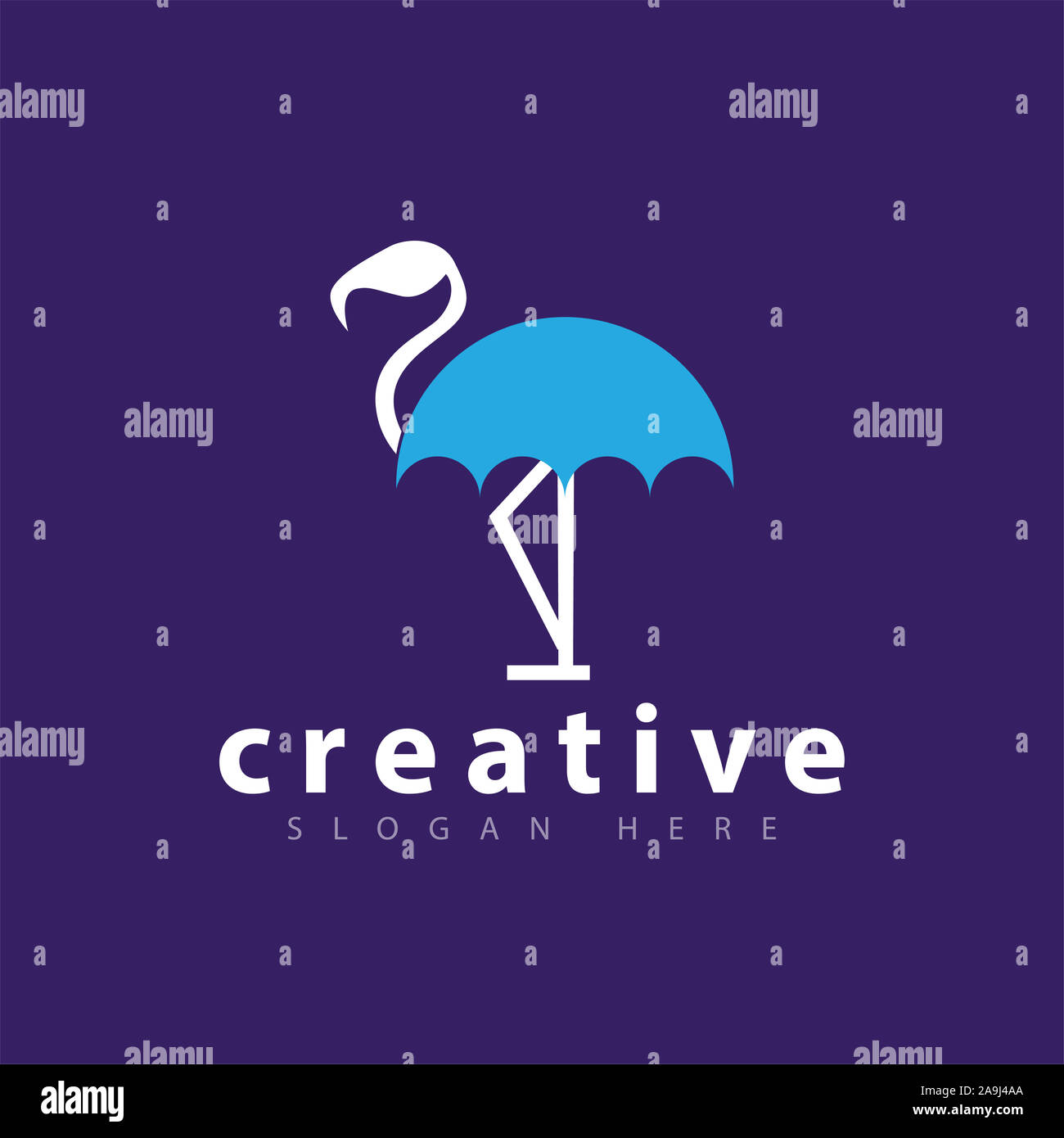 Flamingo Umbrella logo vector template Stock Photo