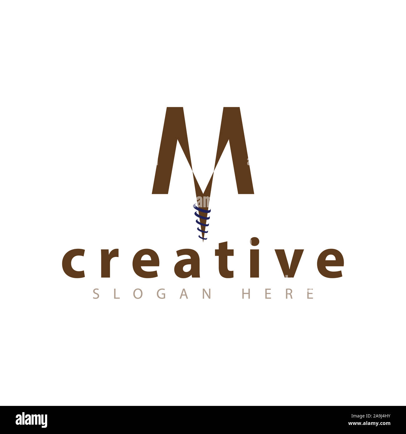 M Letter Drill Logo Vector Template Stock Photo