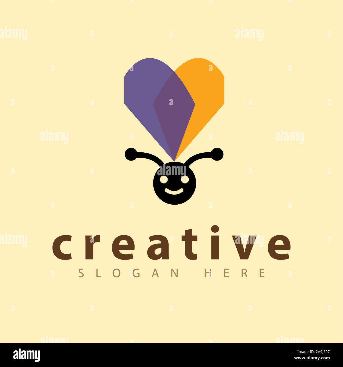 Bee Love fly logo Stock Photo