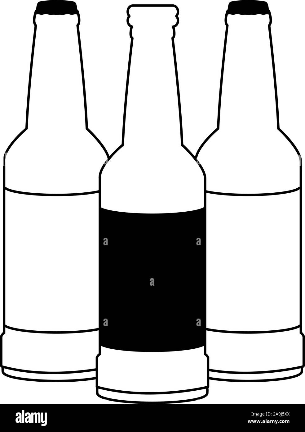 beer bottles icon, flat design Stock Vector
