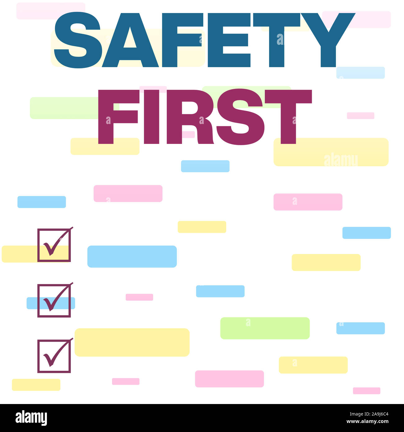 Writing note showing Safety First. Business concept for used to say that the most important thing is to be safe Seamless Infinite Different Size Multi Stock Photo