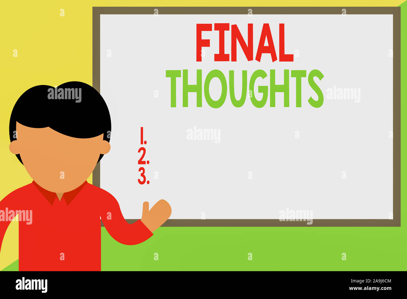 Conceptual Hand Writing Showing Final Thoughts Concept Meaning The Conclusion Or Last Few Sentences Within Your Conclusion Man Standing Front Whitebo Stock Photo Alamy