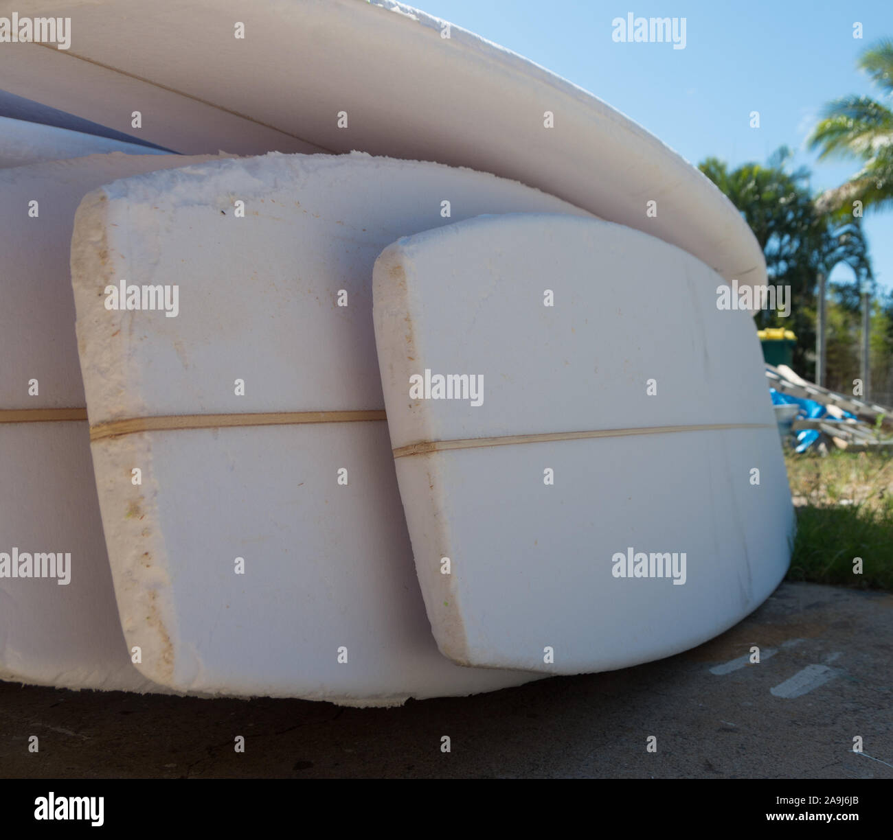 Surfboard foam blank before being shaped into a surfboard Stock Photo